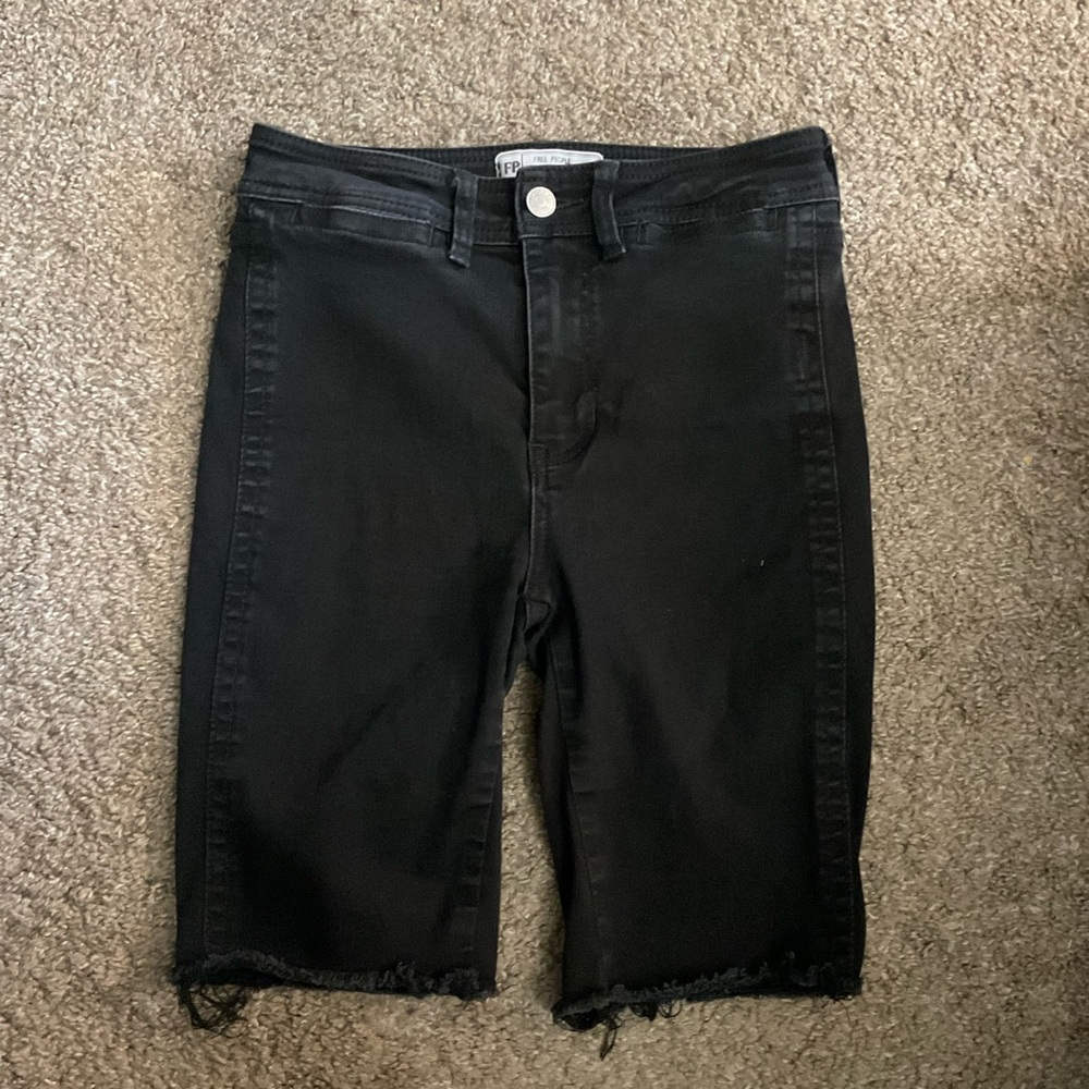 Free People Black Bermuda Jean Shorts 26